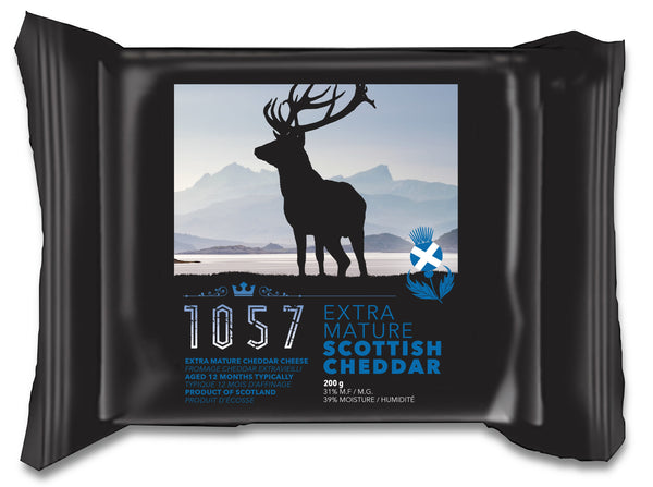 200 gram package of 1057 extra mature Scottish cheddar.