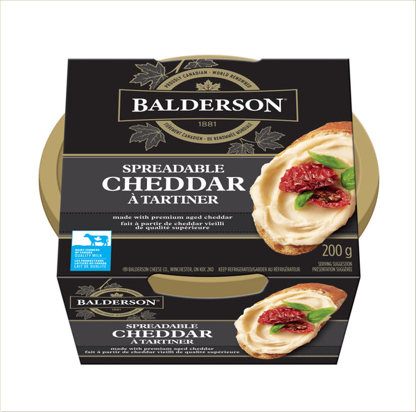 200 gram package of Balderson spreadable cheddar.
