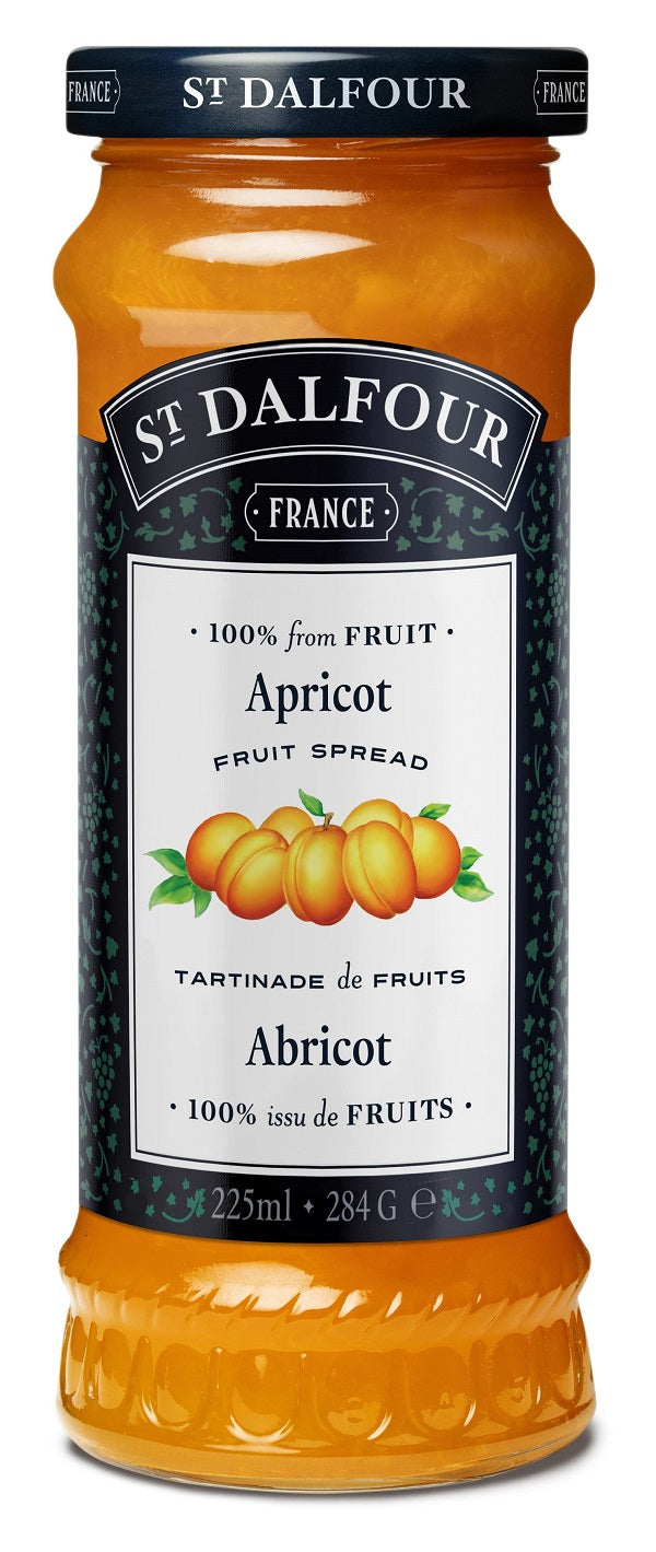 255 ml bottle of St. Dalfour Apricot fruit spread.