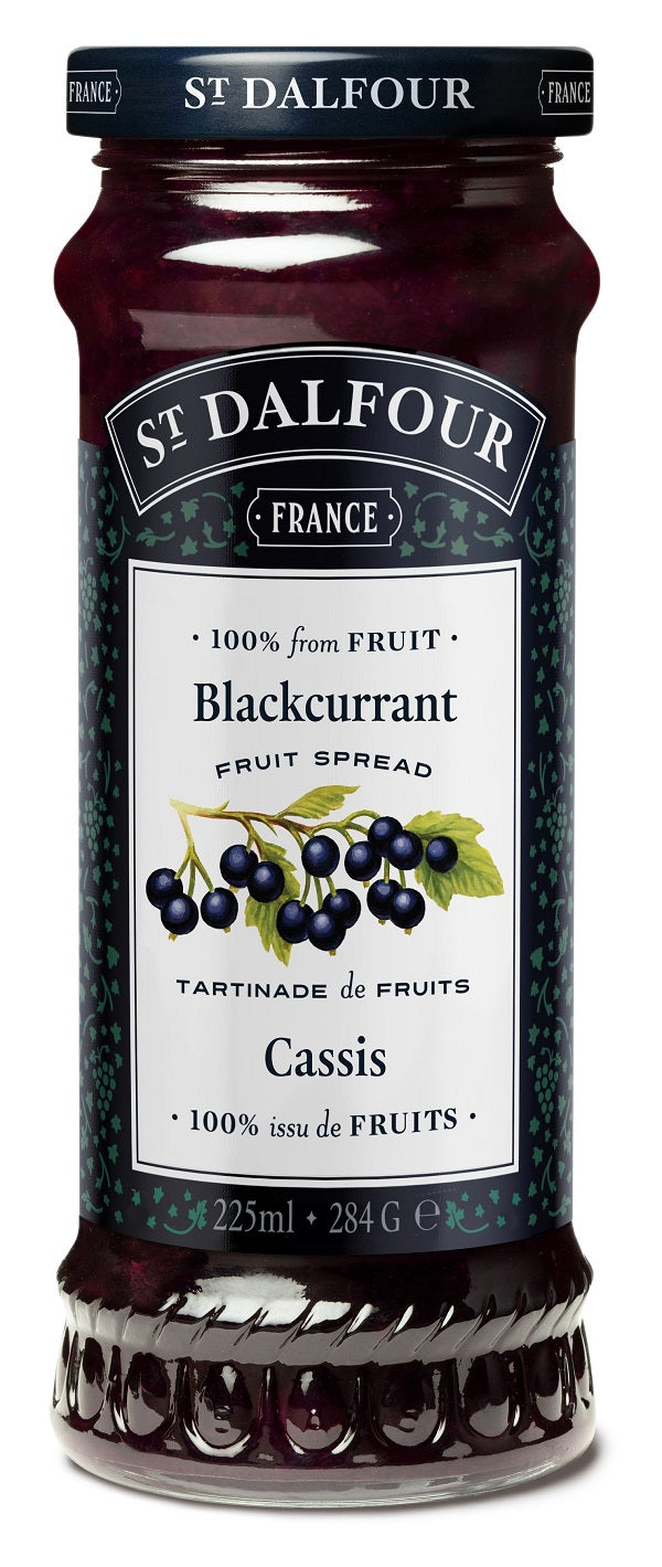225 ml jar of St. Dalfour Blackcurrant fruit Spread