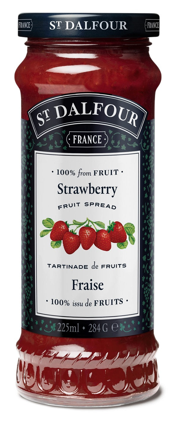 225 ml jar of St. Dalfour Strawberry Fruit Spread.