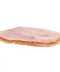 Slices of smoked maple black forest ham.