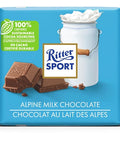 100gram Ritter Sport Alpine Milk Chocolate Bar made with 100% Certified Sustainable Cocoa Sourcing.