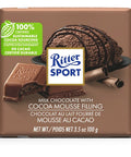 100gram Ritter Sport Milk Chocolate Bar with Cocoa Mousse Filling. Made with 100% Certified Sustainable Cocoa Sourcing.