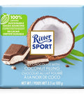 100 g Ritter Sport Milk Chocolate with Coconut Filling. Made 100% Certified Sustainable Cocoa Sourcing.