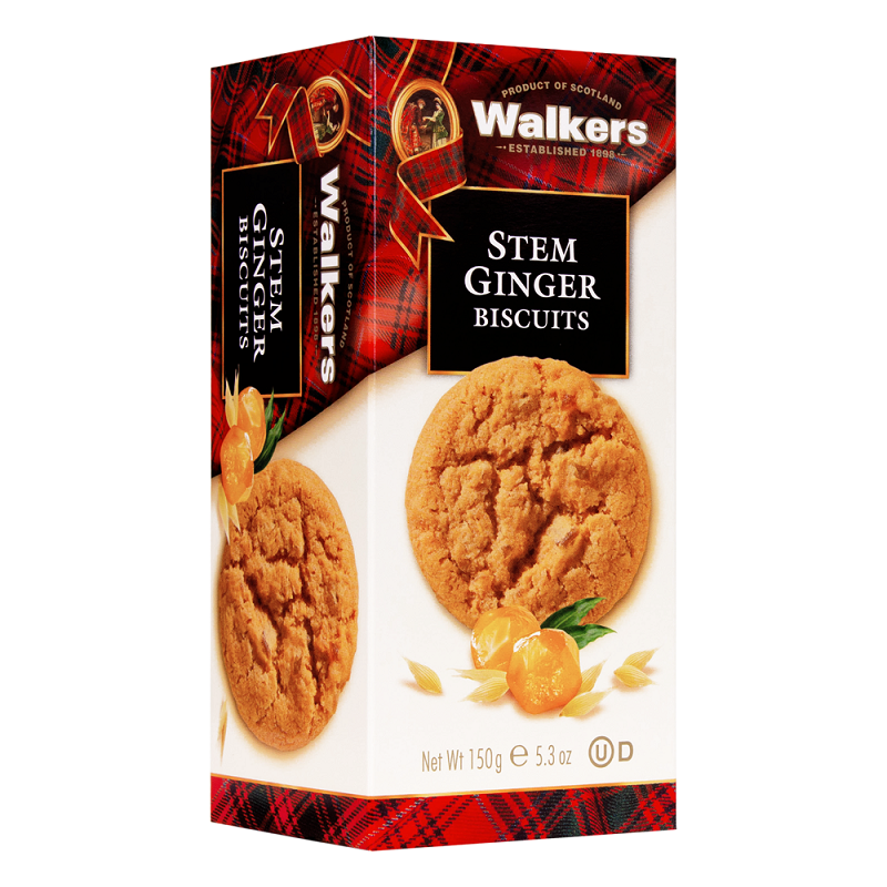 150 gram box of Walkers stem ginger biscuits.