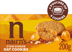 200 gram box Nairn's Stem Ginger Oat Cookies. 