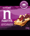 150 gram box of Nairn's gluten free Oat Flatbreads caramlised onion.