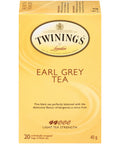 40 gram box of Twinings Earl Grey Tea. Twenty individual tea bags sealed for freshness.