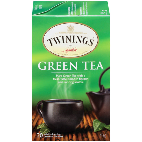 40 gram box of Twinings Green Tea. Twenty individual tea bags sealed for  freshness