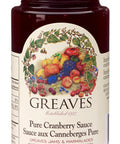 250 ml glass jar Greaves Pure Cranberry Sauce.