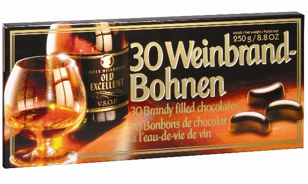 250 gram box of Old Excellent 30 brandy filled chocolates