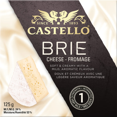 125 gram box Castello Brie Cheese. Soft and creamy with very mild flavour.