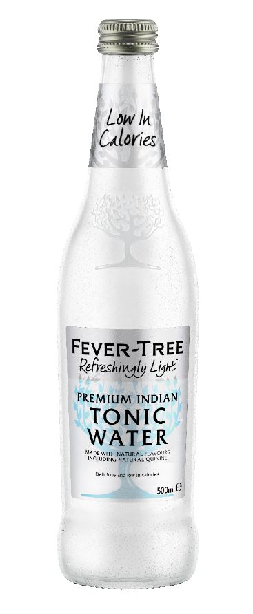 500 ml bottle of Fever-Tree Premium Indian Light Tonic Water.