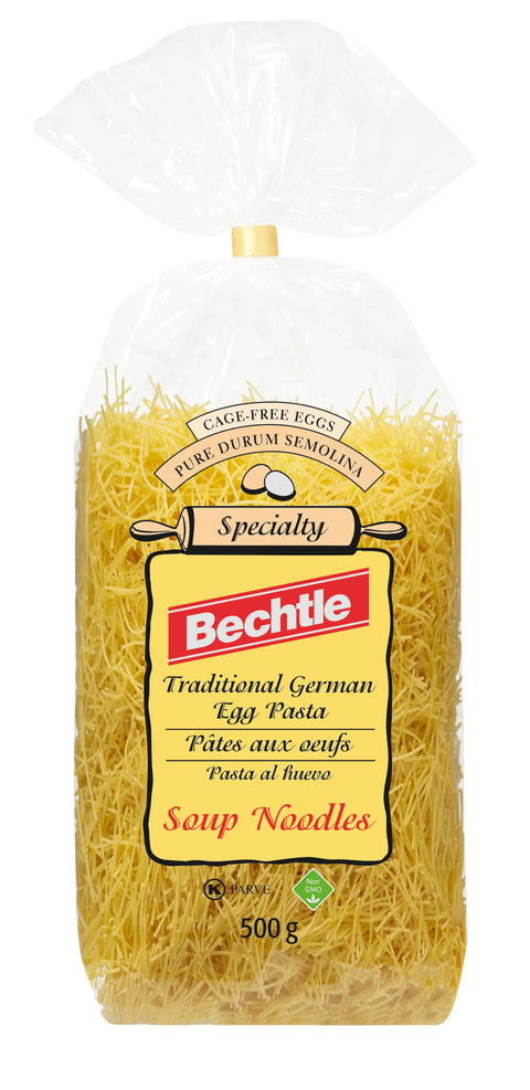 500 gram bag of Bechtle Traditional German Egg Pasta Soup Noodles. Made in Germany
