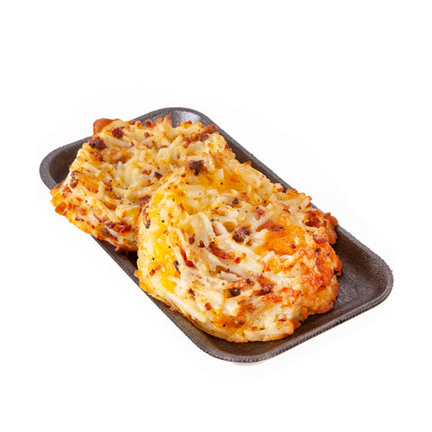175 gram Bacon and Cheddar Roesti. Two pieces shown in photo, sold as an each. 