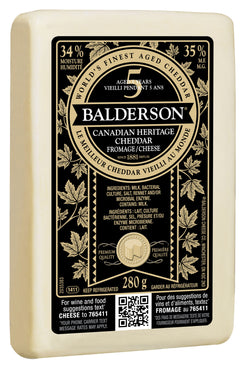 280 gram package of Balderson Canadian Heritage Cheddar aged for five years