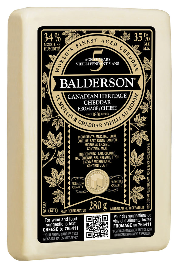280 gram package of Balderson Canadian Heritage Cheddar aged for five years