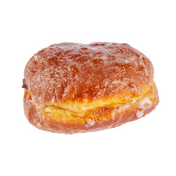 A German style doughnut with no central hole, made from sweet yeast and filled with plum jam. 
