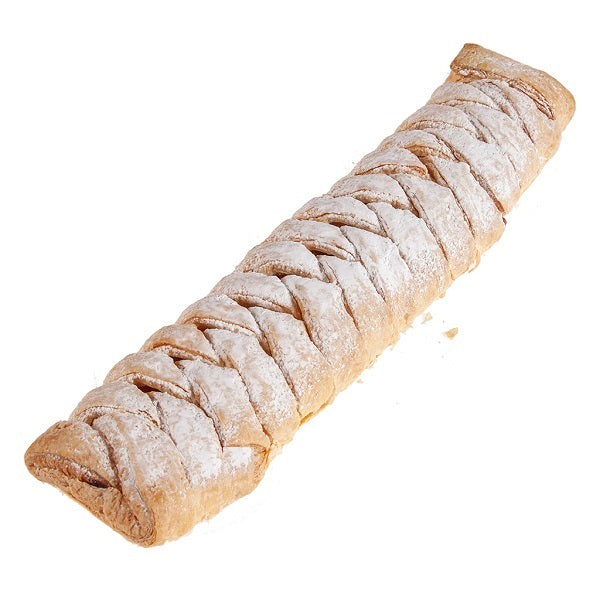 15 inch braided cherry strudel dusted with icing sugar