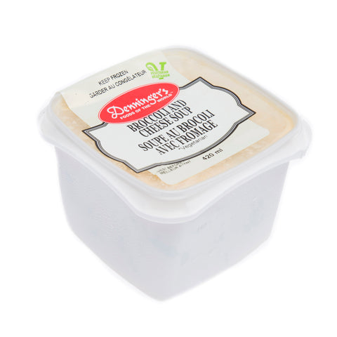 420 ml container of Denninger's frozen Broccoli and Cheese Soup.