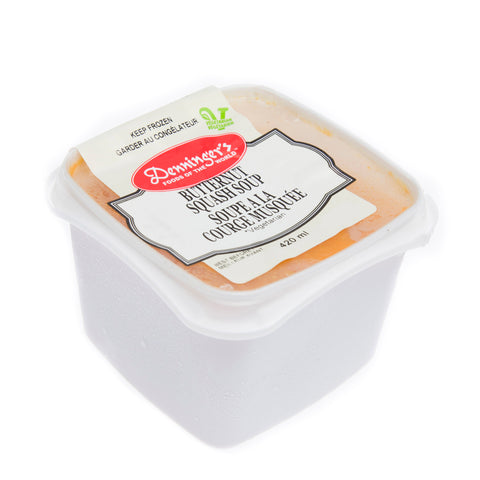 420 ml container of Denninger's Frozen Butternut Squash Soup.