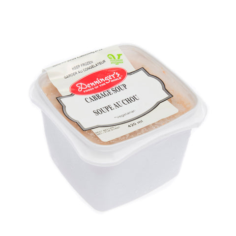 420 ml container of Denninger's Frozen Cabbage Soup. 