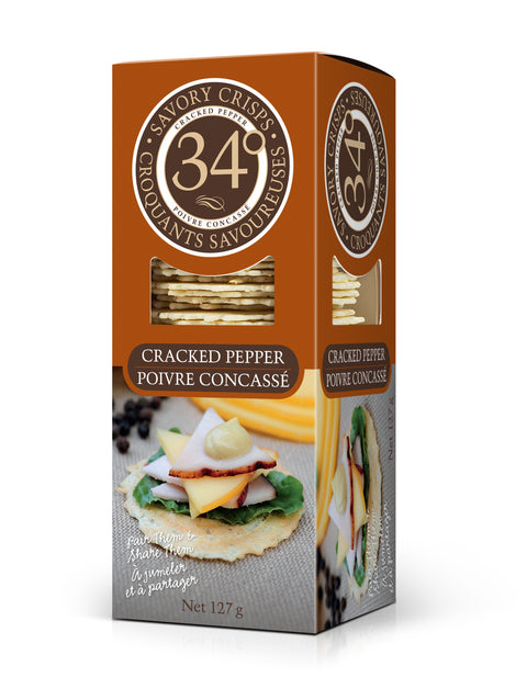 127 gram box of 34 Savory Crisps Cracked Pepper