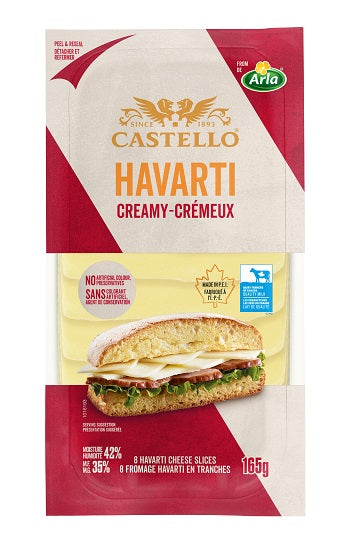 165 gram package of Castello sliced Havarti cheese