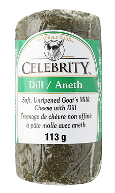 113 gram Celebrity soft unripened goat's cheese with dill