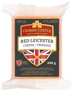 200 gram Coombe Castle Red Leicester Cheese 34% MF and 37 % Moisture
