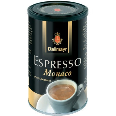 200 gram tin of Dallmayr Espresso Monaco. 100% Arabica