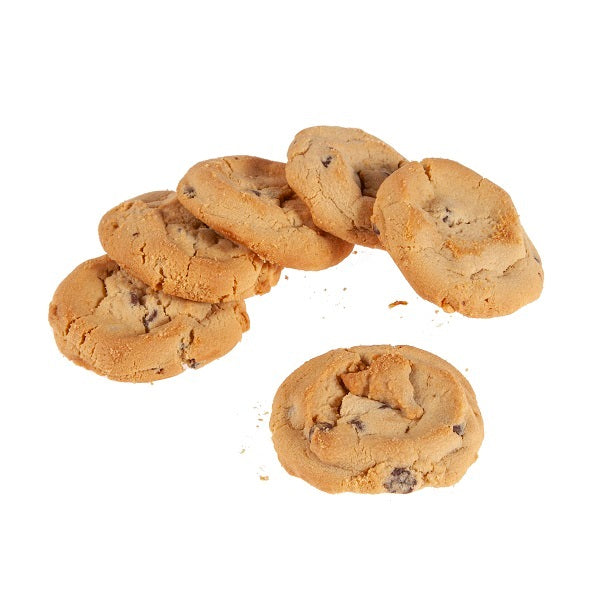6 peanut butter cookies with chocolate chips
