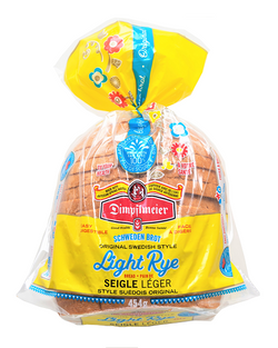 454 g package of Dimpflmeier sliced original Swedish style light rye bread