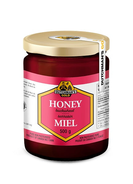 500 gram glass jar Dutchman's Gold Buckwheat Honey