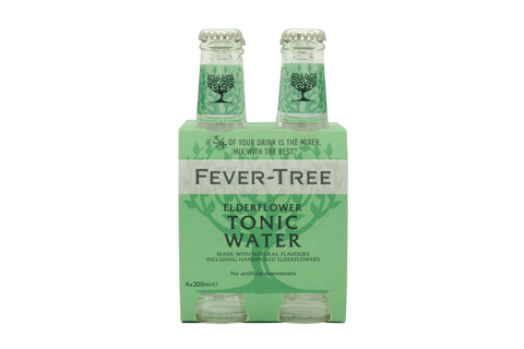 Four 200 ml Fever-Tree Elderflower Tonic Water made with natural flavours including handpicked elderflowers. No artificial sweeteners.