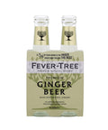 Four 200ml glass bottles of Fever-Tree Premium Ginger Beer. No artificial sweeteners.