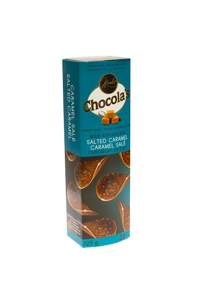 125 gram box of Chip Shaped Salted Caramel Chocolate