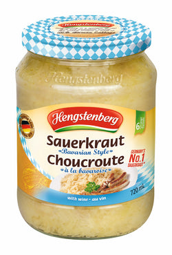 720 mL glass jar of Hengstenberg Bavarian Style Sauerkraut
