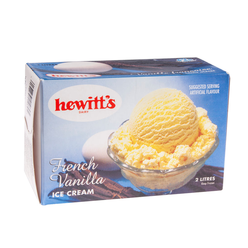 A box of two litre French Vanilla Ice Cream
