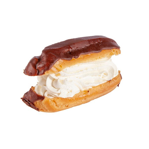 Éclair - Choux pastry filled with cream &  topped with chocolate.