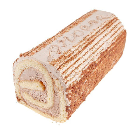 Vanilla sponge cake rolled with mocha cream