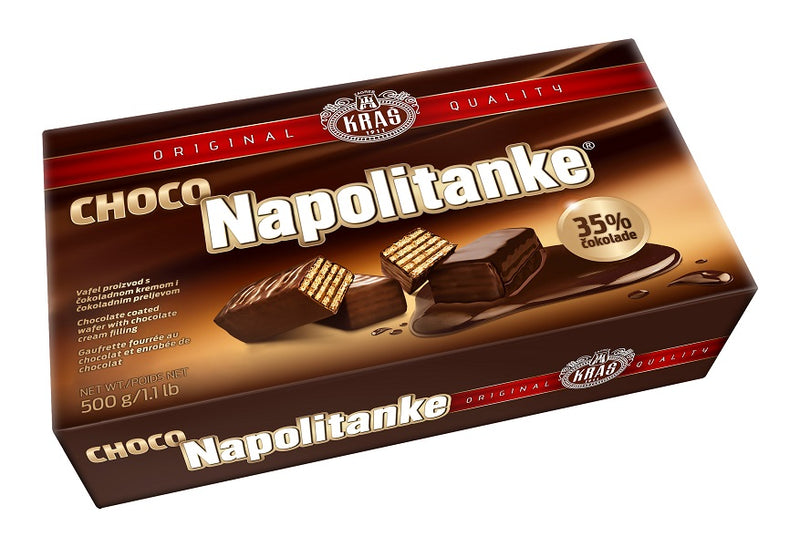500 gram box of Kras Choco Napolitanke Cookies