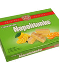 330 gram box of Lemon Orange Napolitanke Cookies