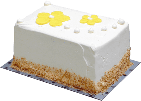 3.5"X5.5" Layers of classic white sponge cake with tangy lemon buttercream.
