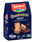 250 gram bag of Loacker Quadratini. A five layer crispy wafer cookie with four layers of delicious chocolate cream filling.