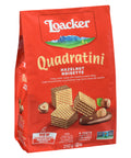 250 g bag of Loacker Quadratini. Five layer crispy wafer cookie with four layers of delicious hazelnut cream filling.
