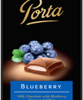 100 gram Porta milk chocolate bar with blueberry flavoured filling.