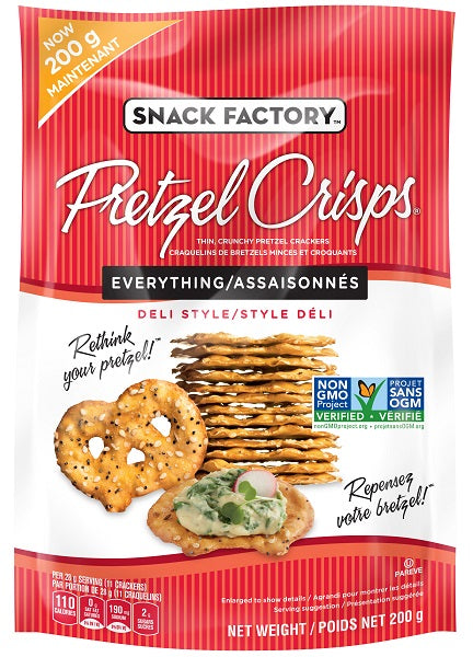 200 g bag of  flat everything flavoured pretzels