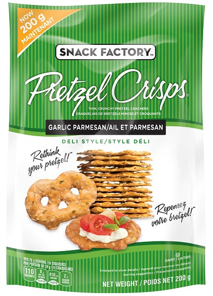 200 g bag of  flat garlic parmesan flavoured  pretzels
